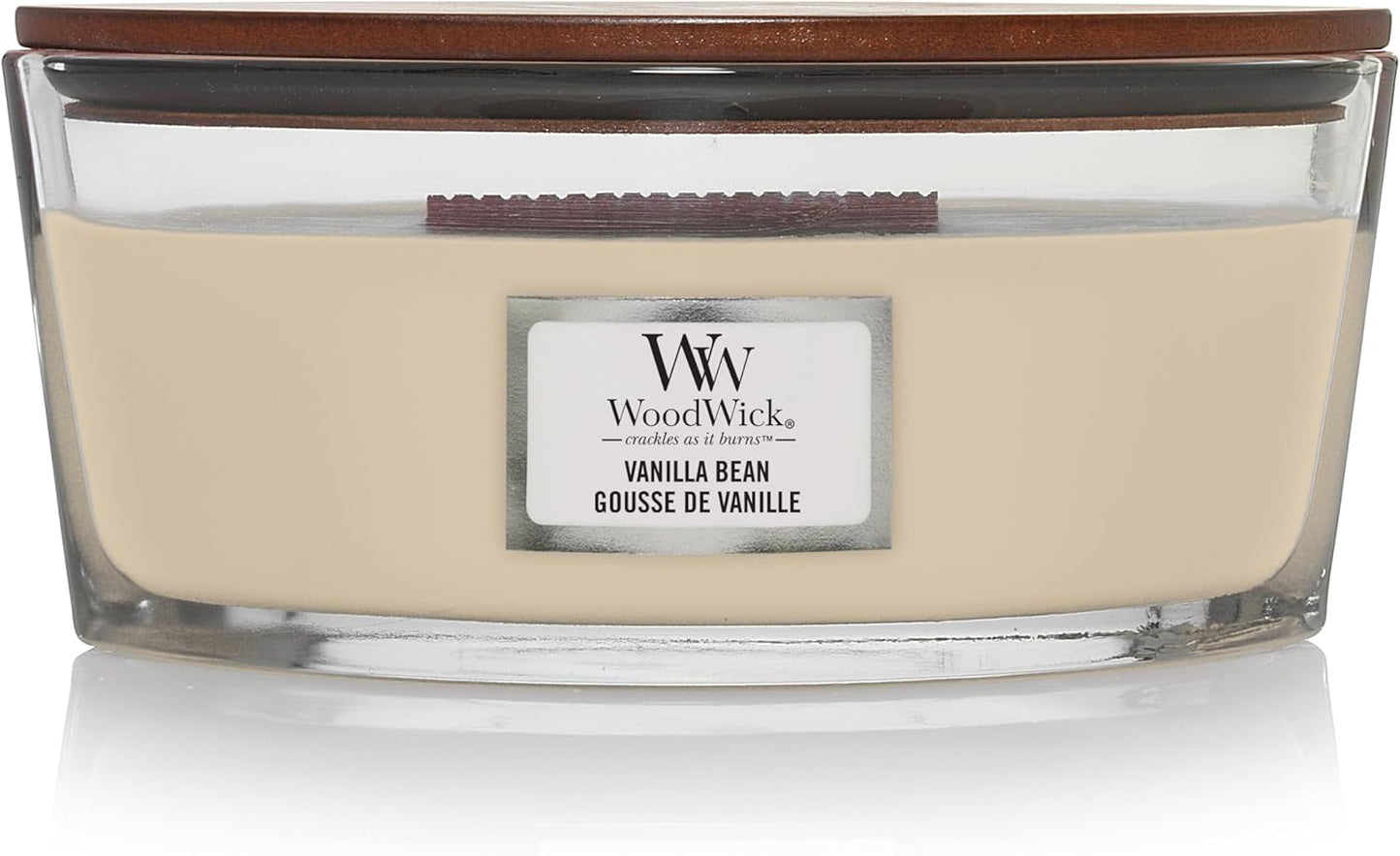 Woodwick Ellipse Scented Candle, Vanilla Bean, 16oz | Up to 50 Hours Burn Time