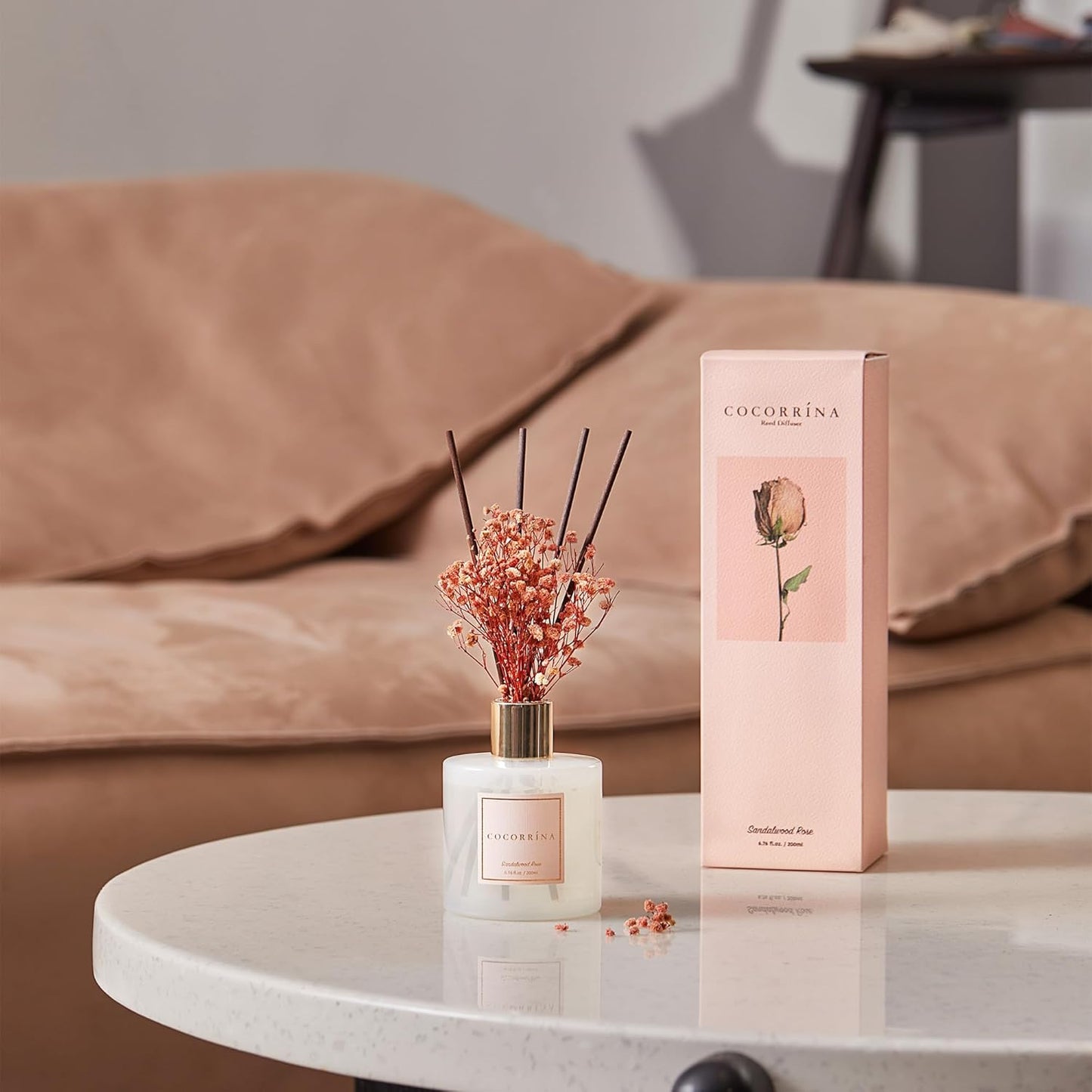 COCORRÍNA Reed Diffuser Set, Clean Linen Scented Diffuser with Sticks Home Fragrance Reed Diffuser for Bathroom Shelf Decor