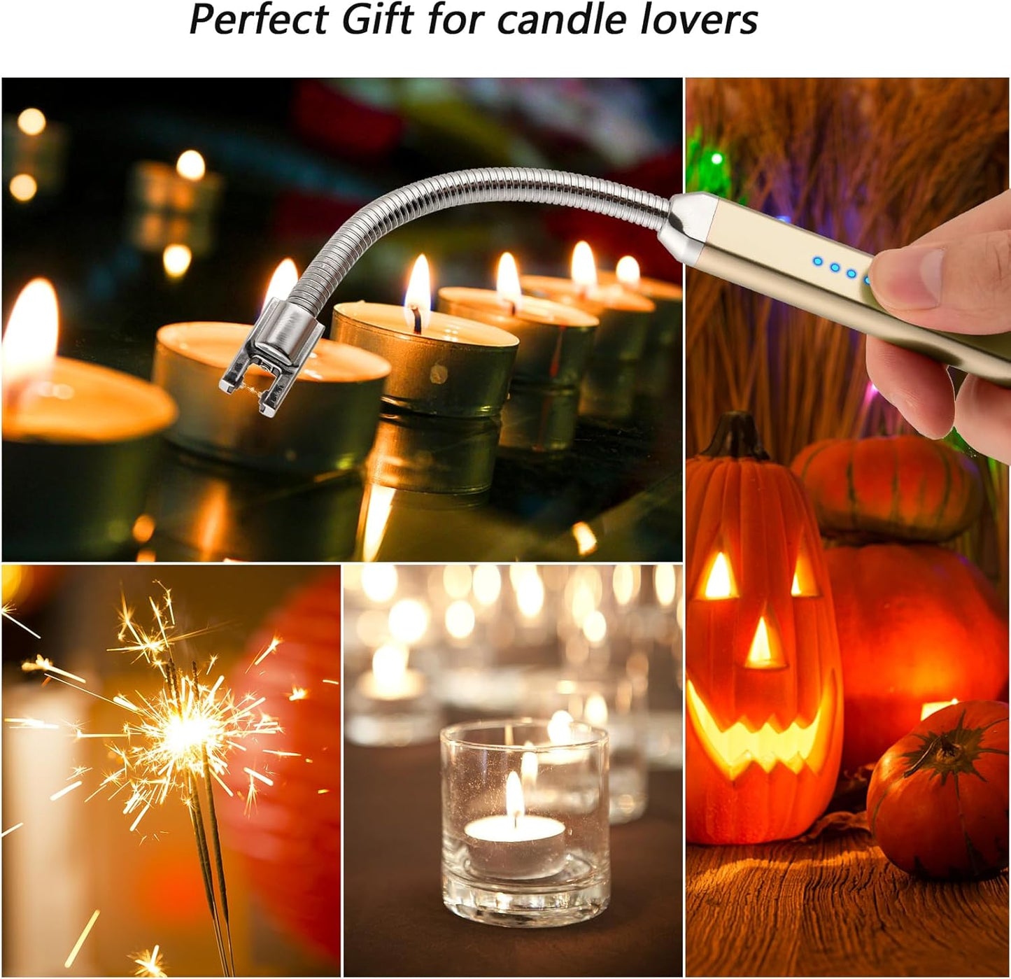MEIRUBY Electric Candle Lighter - Stocking Stuffers for Adults Women Men Wife Nana, USB Arc Rechargeable Windproof Long Lighter for Candle, Birthday for Women Men Mom Wife Sister Nana