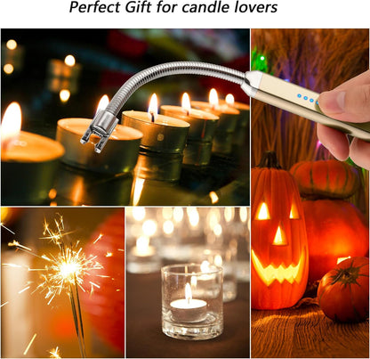 MEIRUBY Electric Candle Lighter - Stocking Stuffers for Adults Women Men Wife Nana, USB Arc Rechargeable Windproof Long Lighter for Candle, Birthday for Women Men Mom Wife Sister Nana