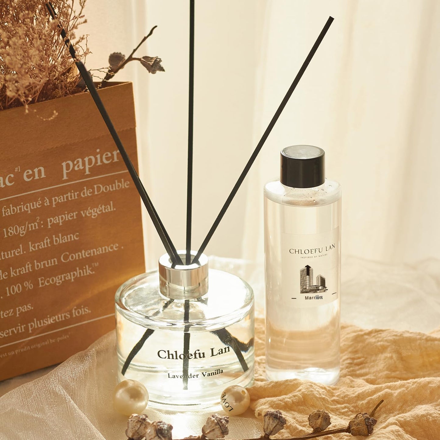 Chloefu LAN Hotel Scented Oil Diffuser Refill 7.05 oz Natural Essential Scented Oil - Best for Aromatherapy, SPA and Home, 0% Alcohol, Unique Blend to Promote Sleep & Relieve Stress
