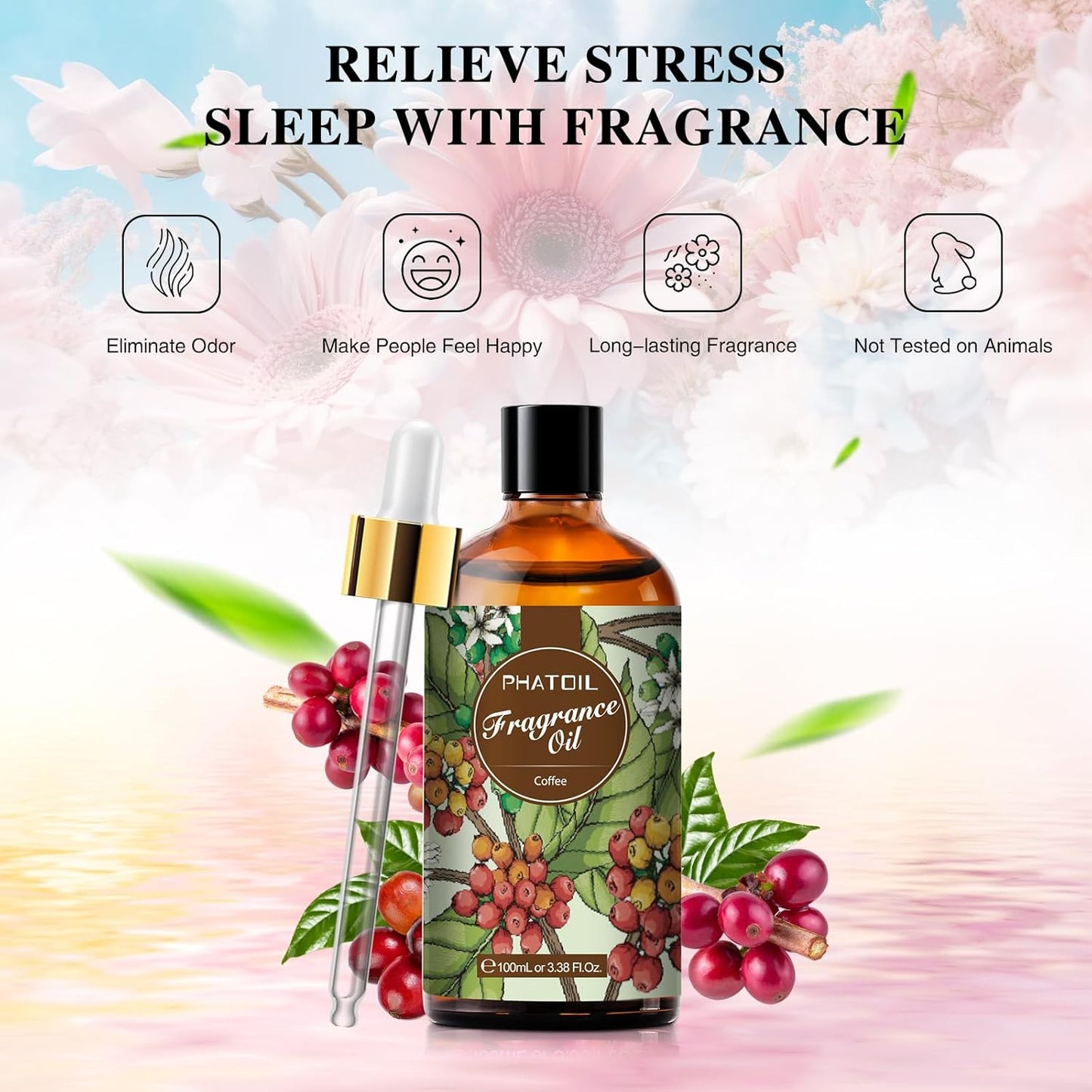 PHATOIL 3.38 FL.OZ Coconut & Vanilla Fragrance Oils for Aromatherapy, Essential Oils for Diffusers for Home, Perfect for Diffuser, Yoga, DIY Candle and Soap Making - 100ml