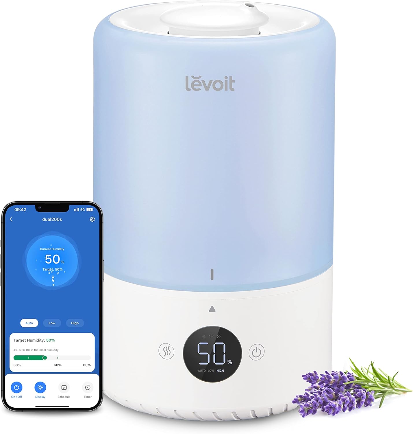 LEVOIT Humidifiers for Bedroom, Quiet (3L Water Tank) Cool Mist Top Fill Essential Oil Diffuser with 25Watt for Home Large Room, 360° Nozzle, Rapid Ultrasonic Humidification for Baby Nursery and Plant