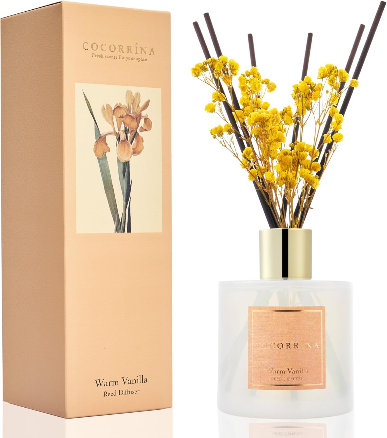 COCORRÍNA Reed Diffuser Set, Clean Linen Scented Diffuser with Sticks Home Fragrance Reed Diffuser for Bathroom Shelf Decor