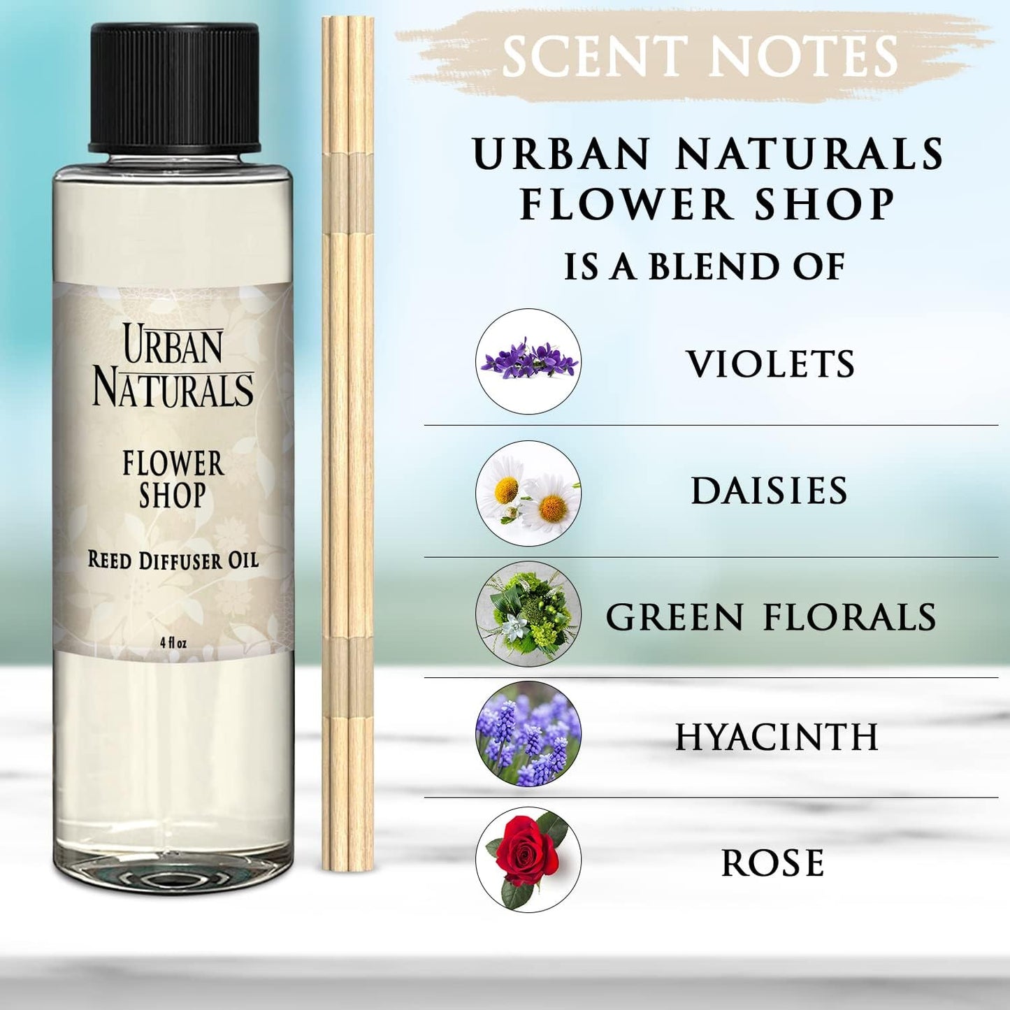 Urban Naturals Eucalyptus &amp; Sage Oil Reed Diffuser Refill | Eucalyptus, Sage, Mint, Lime and Cedarwood| Includes a Free Set of Reed Sticks! 4 oz