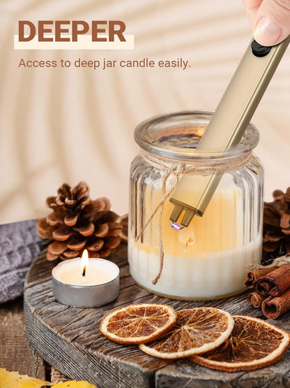 Candle Lighter Stocking Stuffers for Women Men, Electric Candle Lighter USB Rechargeable Graduation Gifts for Him Wife Grandma Girlfriend Safety Lock Long Lighters for Grill Home Kitchen BBQ Camping