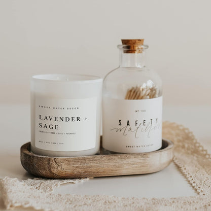 Sweet Water Decor Salt and Sea Candle - Sea Salt, Citrus, Amber, Musk, Beach Scented Soy Candles for Home - 11oz White Glass Jar   Wood Lid, 50  Hour Burn Time, Made in the USA