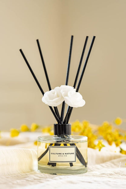 CULTURE & NATURE Reed Diffuser Set 6.7oz (200ml) Clean Cotton Scented Diffuser with Sticks Home Fragrance Reed Diffuser for Bathroom Shelf Decor