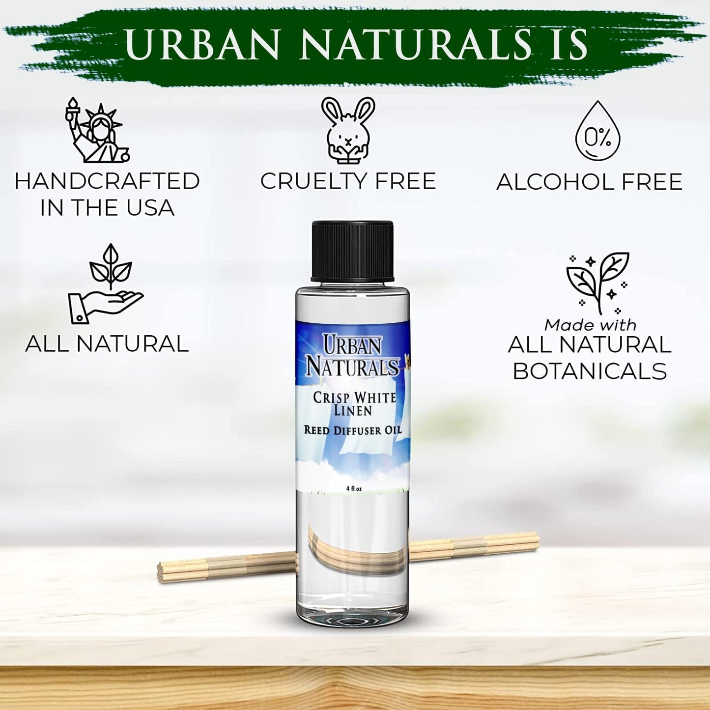 Urban Naturals Eucalyptus &amp; Sage Oil Reed Diffuser Refill | Eucalyptus, Sage, Mint, Lime and Cedarwood| Includes a Free Set of Reed Sticks! 4 oz