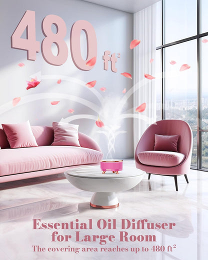 Essential Oil Diffuser for Home, Diffusers for Essential Oils Large Room, 500ml Aromatherapy Diffuser, 7 Colors Changed