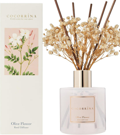 COCORRÍNA Reed Diffuser Set, Clean Linen Scented Diffuser with Sticks Home Fragrance Reed Diffuser for Bathroom Shelf Decor