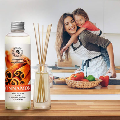 Cinnamon Reed Diffuser Refill with Natural Essential Cinnamon Oil 6.8 Fl Oz - Fresh & Long Lasting Fragrance - Reed Diffuser Oil Refill for Aromatherapy - Home - Fitness - Boutique
