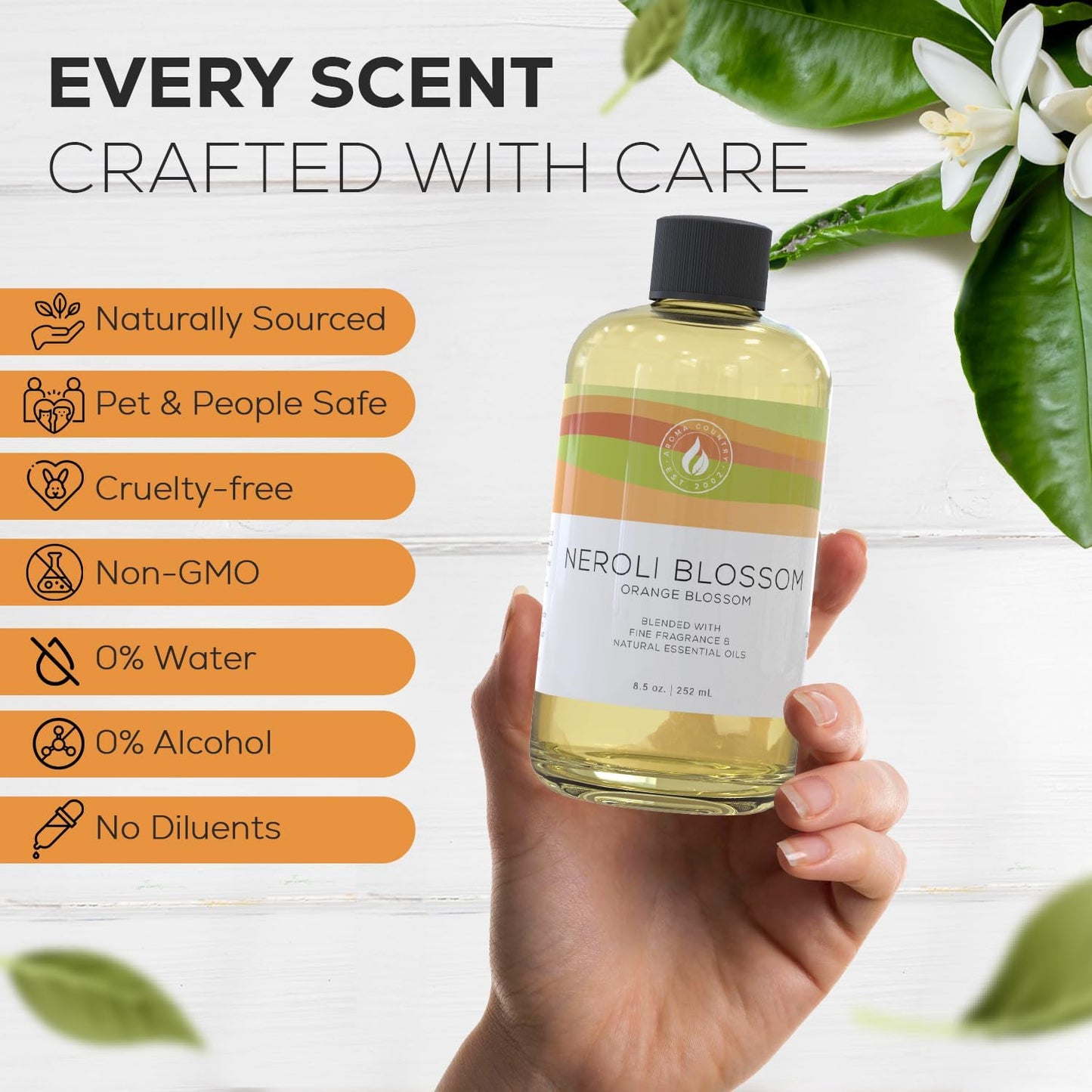 Aroma Country White Tea Diffuser Oil - Luxury Essential Oils for Diffuser Refill & Air Freshener Room Spray, Long-Lasting, Natural Home Fragrance and Hotel Scent for Diffusers & Machines - 8.5 Fl. oz