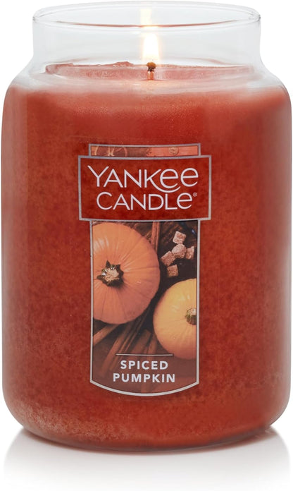Yankee Candle | Spiced Pumpkin Scented, Classic 22oz Large Jar Single Wick, Over 110 Hours of Burn Time, Perfect Accent for Fall Decor