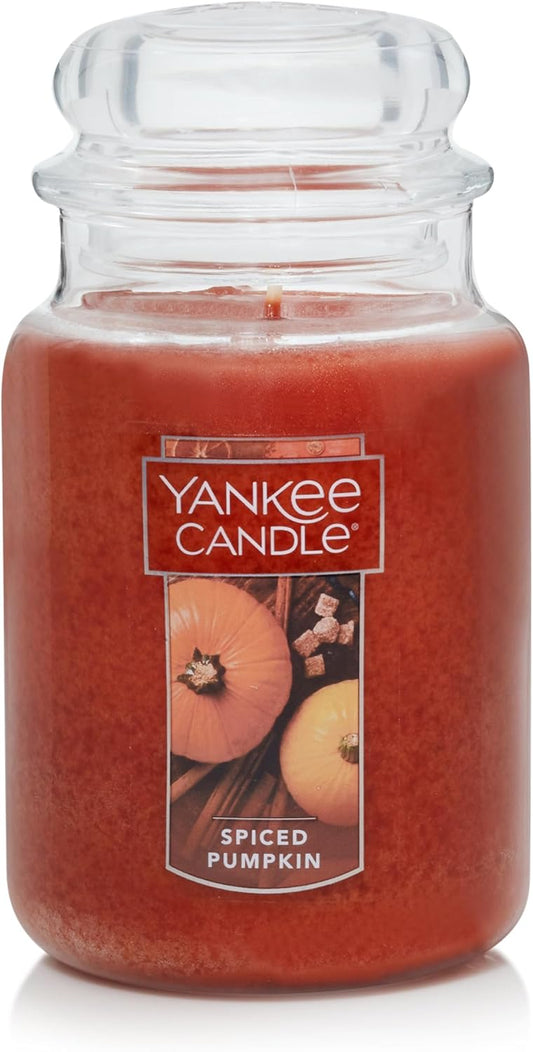 Yankee Candle | Spiced Pumpkin Scented, Classic 22oz Large Jar Single Wick, Over 110 Hours of Burn Time, Perfect Accent for Fall Decor