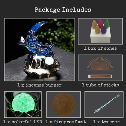 ChangWanna Frog Incense Stick Holder - Ceramic Insence Burner Ash Catcher, Insense Stand with 45 Sandalwood Sticks, Ornament for Aromatherapy/Yoga/Meditation/Home Living Room Office Decor