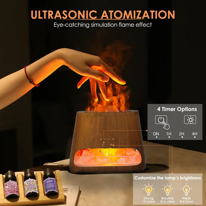 SALKING 2-in-1 Ultrasonic Essential Oil Diffuser & Himalayan Salt Lamp, Aromatherapy Diffuser Cool Mist Humidifier with Auto Off Function, 100% Pure Himalayan Pink Salt Rock, 150ml (Wooden Grain)