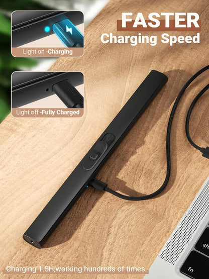 Candle Lighter Stocking Stuffers for Women Men, Electric Candle Lighter USB Rechargeable Graduation Gifts for Him Wife Grandma Girlfriend Safety Lock Long Lighters for Grill Home Kitchen BBQ Camping