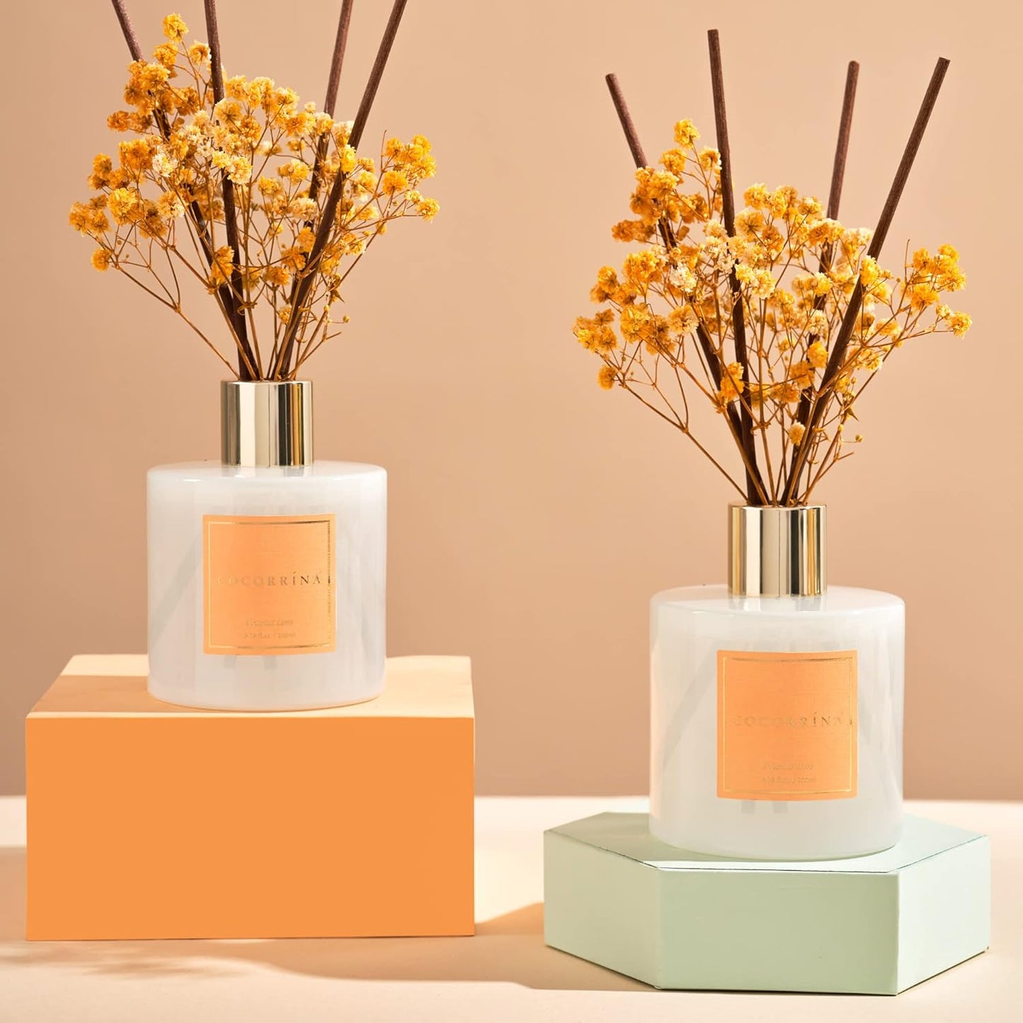 COCORRÍNA Reed Diffuser Set, Clean Linen Scented Diffuser with Sticks Home Fragrance Reed Diffuser for Bathroom Shelf Decor