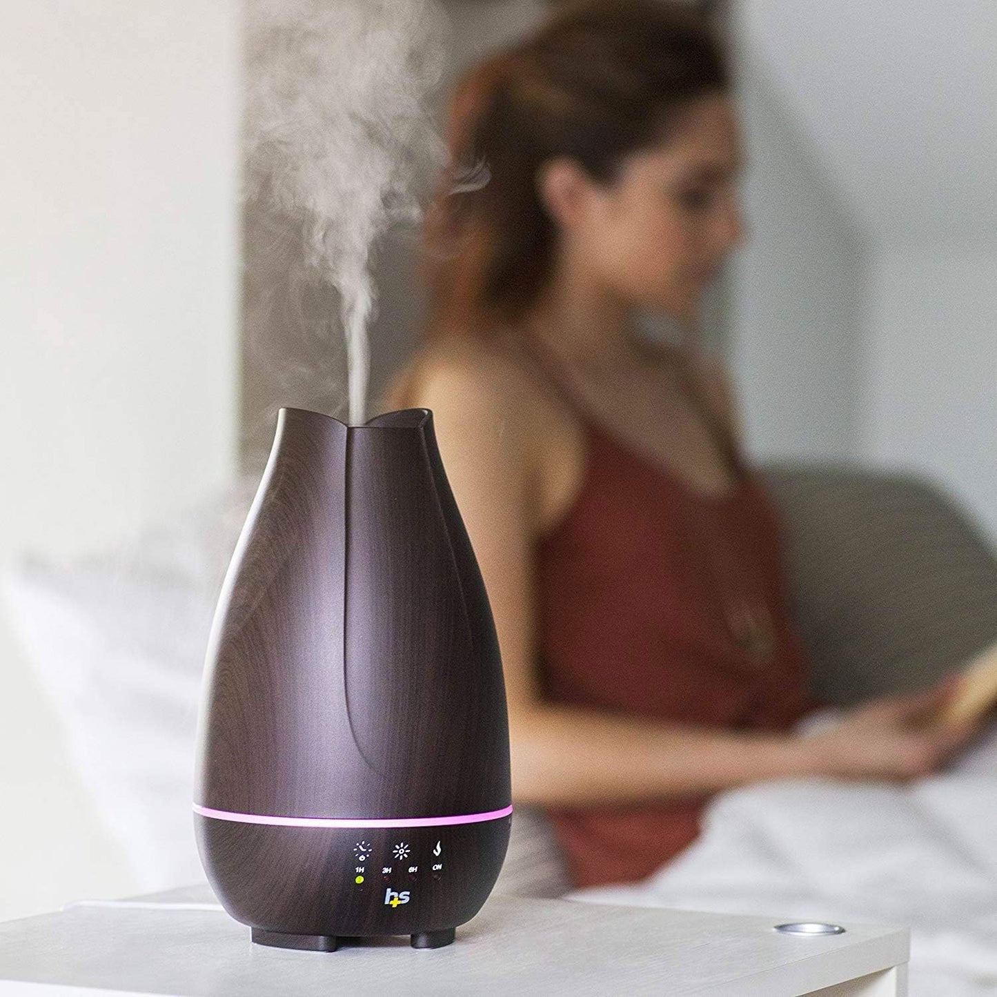 HealthSmart Essential Oil Diffuser, Cool Mist Humidifier and Aromatherapy Diffuser, FSA HSA Eligible with 500ML Tank for Large Rooms, Adjustable Timer, Mist Mode and 7 LED Light Colors, White