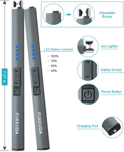 Electric Candle Lighter - Rechargeable, Plasma Arc Lighter - Windproof & Flameless with USB Rechargeable Double Safety Switch (Obisidian Black)