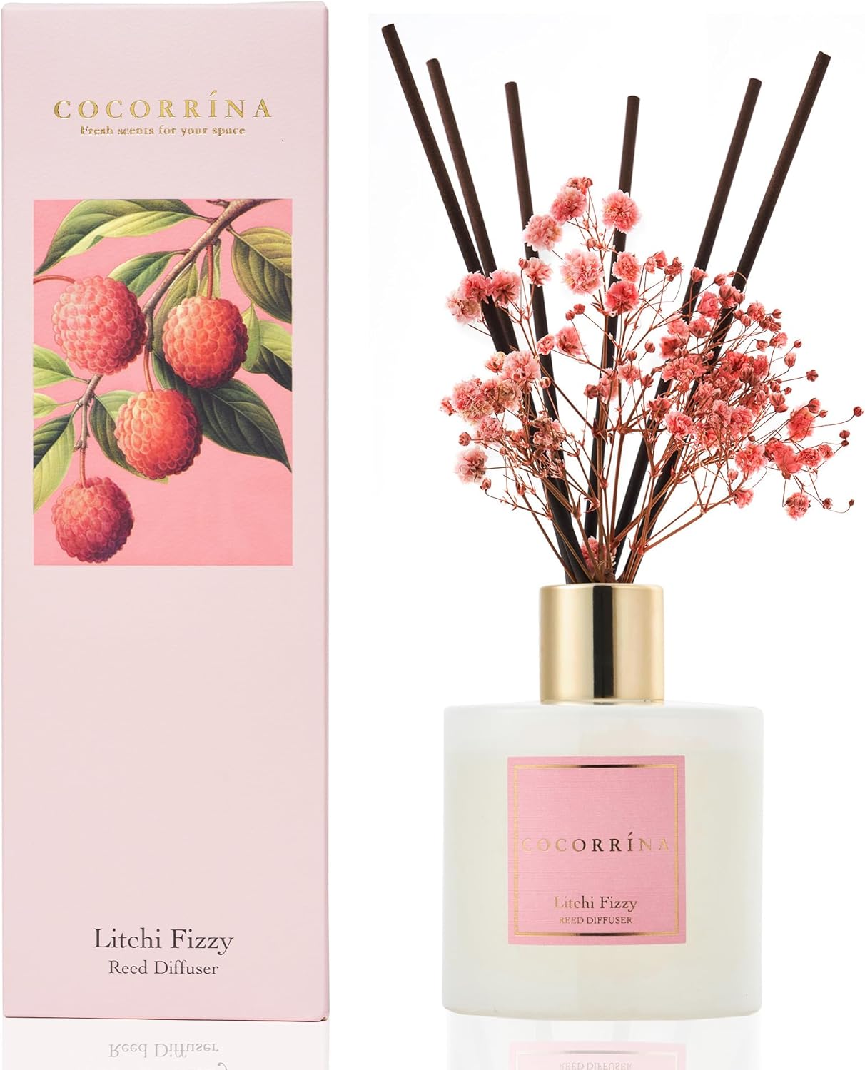 Cocorrína Clean Linen Scented Reed Diffuser Oil with 8 Sticks Fragrance for Bedroom, Bathroom, Oil Diffuser, Home Décor, 6.7 oz. (200 ml)