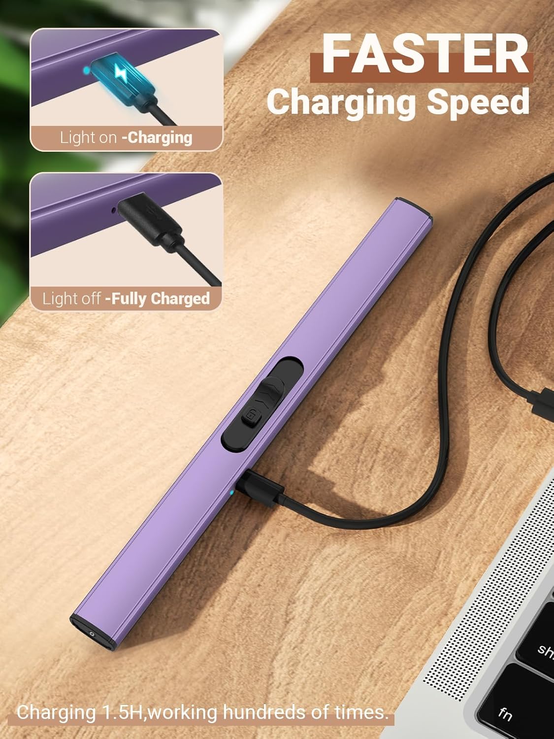 Candle Lighter Stocking Stuffers for Women Men, Electric Candle Lighter USB Rechargeable Graduation Gifts for Him Wife Grandma Girlfriend Safety Lock Long Lighters for Grill Home Kitchen BBQ Camping