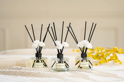 CULTURE & NATURE Reed Diffuser Set 6.7oz (200ml) Clean Cotton Scented Diffuser with Sticks Home Fragrance Reed Diffuser for Bathroom Shelf Decor