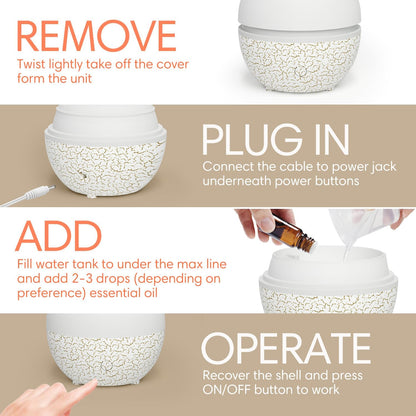 SALKING Essential Oil Diffuser, 100ml Small Aromatherapy Diffuser with Auto Shut-Off Function, Ultrasonic Diffusers for Essential Oils, Cool Mist Humidifier with Warm White Lights, for Office Home