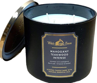 Bath & Body Works White Barn 3-Wick Candle in Mahogany Teakwood High Intensity, Scented