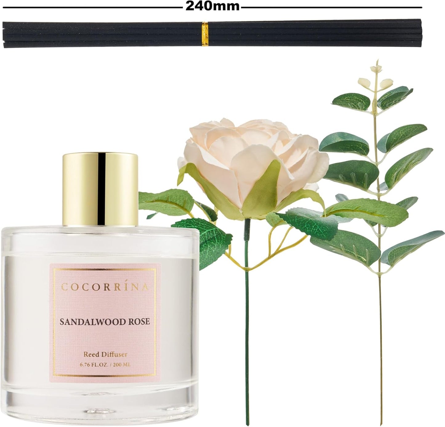 Cocorrína Clean Linen Scented Reed Diffuser Oil with 8 Sticks Fragrance for Bedroom, Bathroom, Oil Diffuser, Home Décor, 6.7 oz. (200 ml)