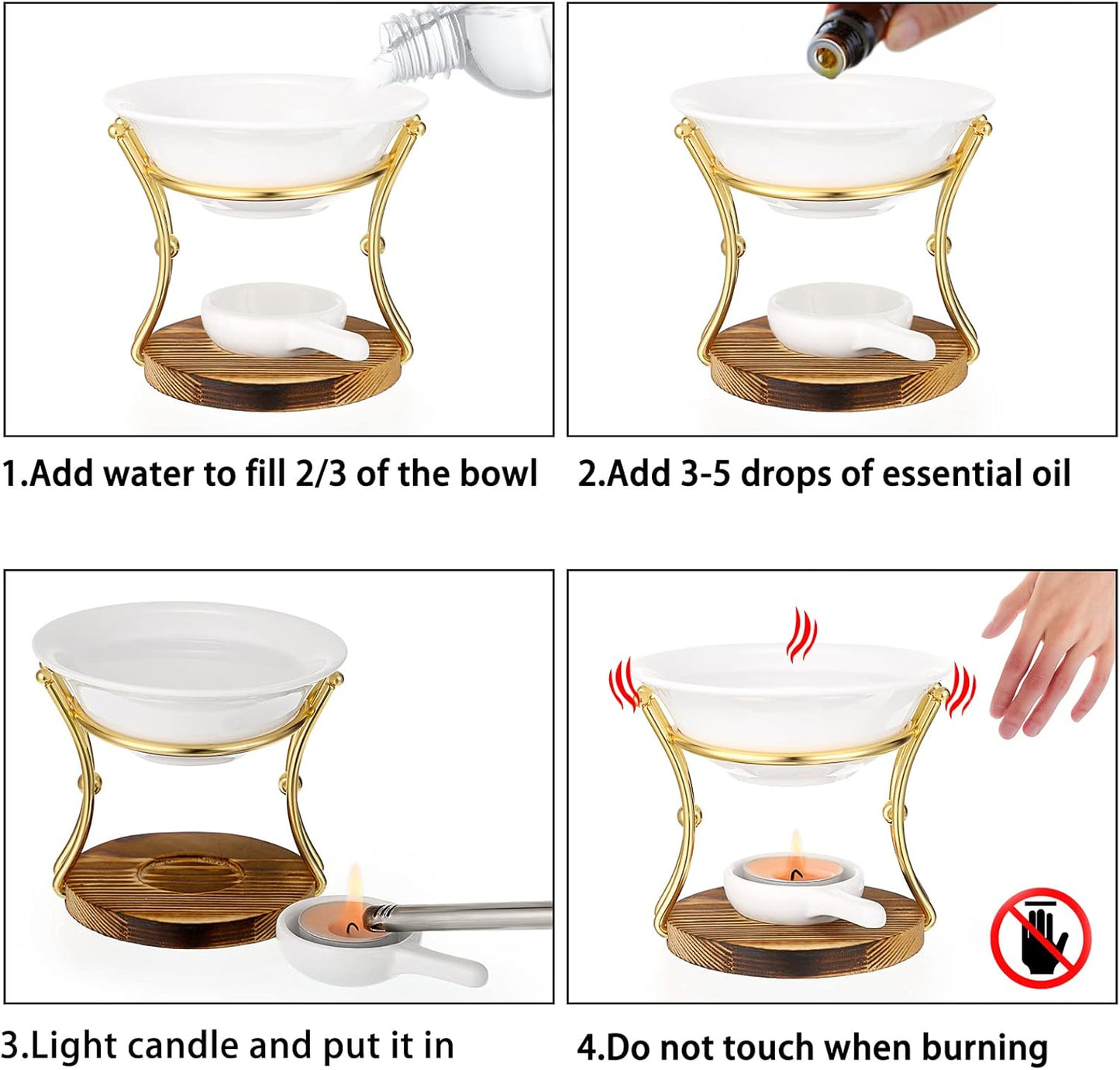 JUXYES Romantic Ceramic Tealight Wax Melt Warmer, Non Elecric Essential Oil Warmer Candle Fragrance Warmer Aromatherapy Wax Candle Tart Burner Warmer Diffuser for Home Decoration