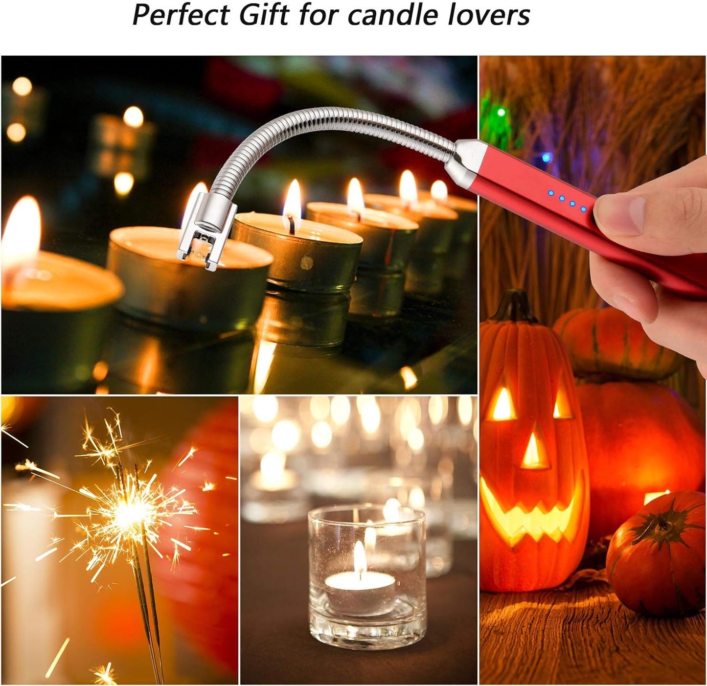 MEIRUBY Electric Candle Lighter - Stocking Stuffers for Adults Women Men Wife Nana, USB Arc Rechargeable Windproof Long Lighter for Candle, Birthday for Women Men Mom Wife Sister Nana