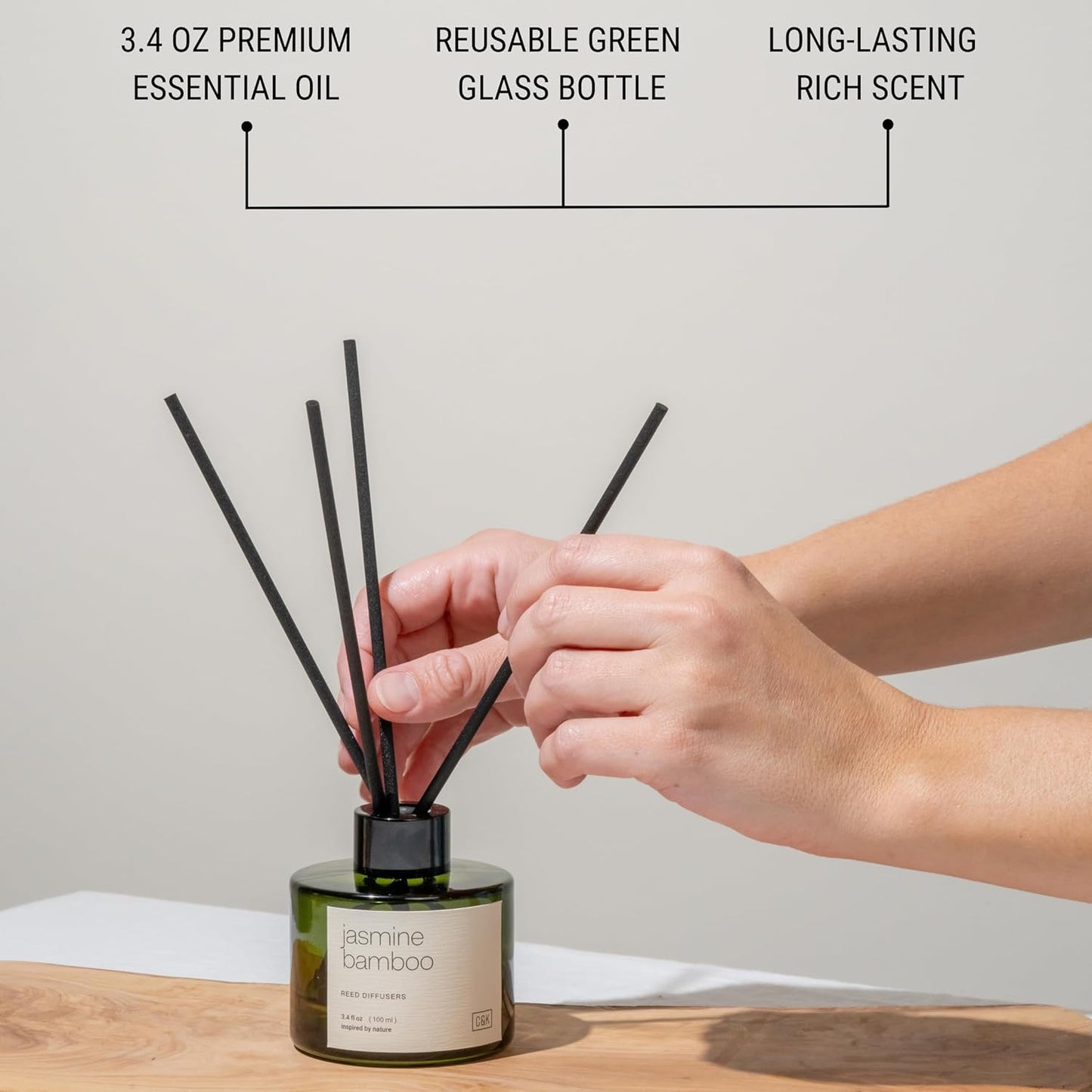 Craft & Kin Reed Diffuser Set Santal Woods, Reed Diffusers for Home, Fragrance Diffuser Sticks, Oil Diffuser Sticks, Oil Diffuser with Sticks, Reed Diffuser for Men | Christmas Reed Diffuser
