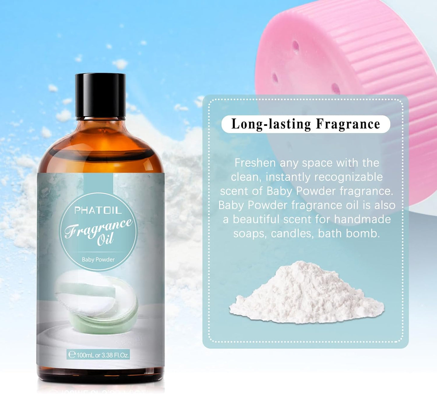 PHATOIL 3.38 FL.OZ Coconut & Vanilla Fragrance Oils for Aromatherapy, Essential Oils for Diffusers for Home, Perfect for Diffuser, Yoga, DIY Candle and Soap Making - 100ml