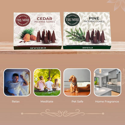 Incense Cones Combo Pack - 10 Cedar   10 Pine Scented Cones