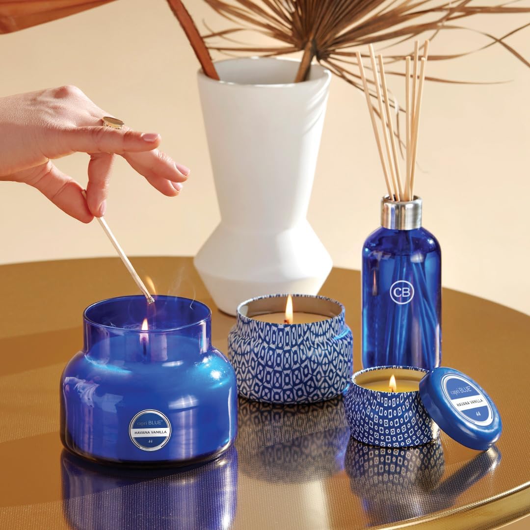 Capri Blue Volcano Reed Diffuser Set - Comes with Reed Diffuser Sticks, Fragrance Oil, and Glass Bottle Oil Diffuser - Aromatherapy Diffuser - White Diffuser (8 fl oz)