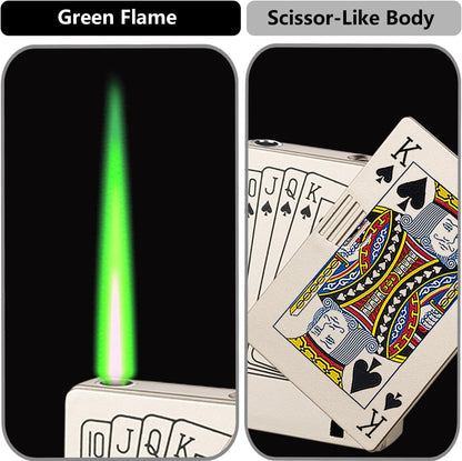 Jet Torch Lighter, Green Flame Ace Card Lighter, Refillable Butane Lighter, Ace of Spades Cool Lighter Windproof Poker Design, Gift for Men/Women
