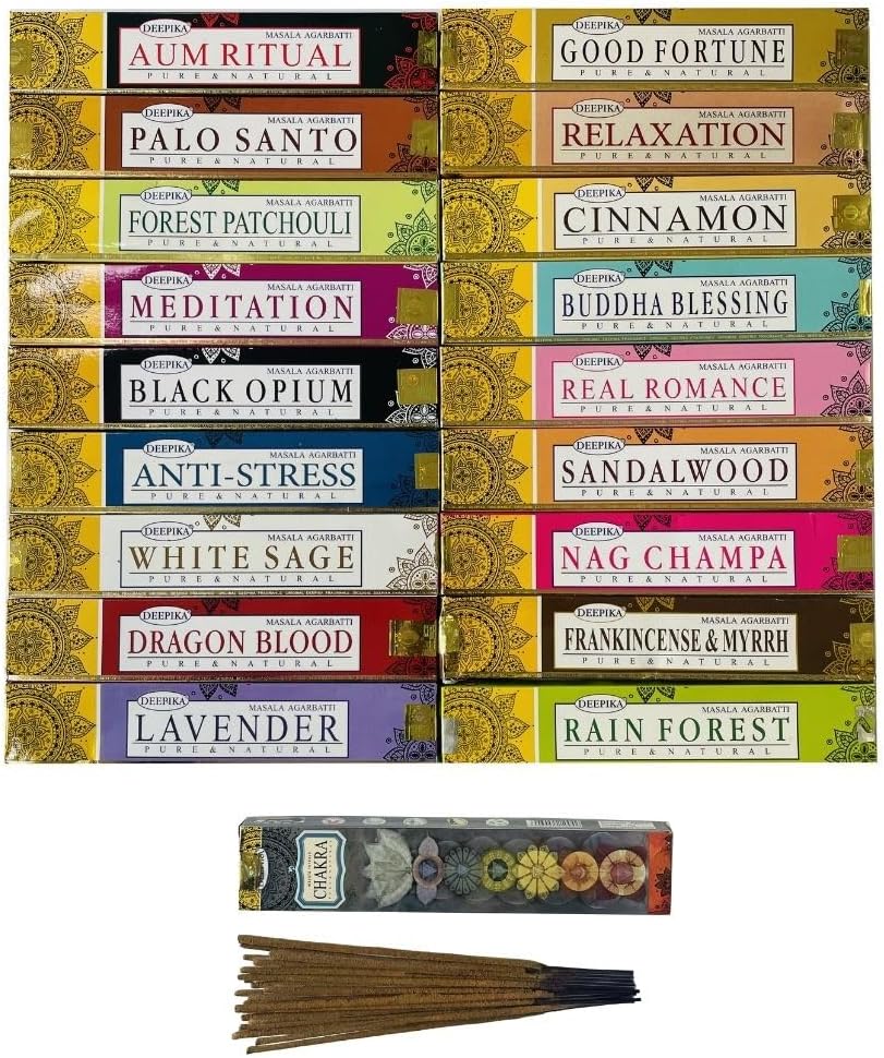 Satya Premium Mix Assorted Incense Sticks Set of 12 Pack | for Meditation, Aromatherapy, Healing, Yoga, Positivity and Relaxation | 180 Sticks (12Packs X 15Sticks)