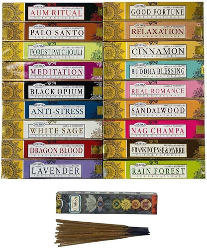 Satya Premium Mix Assorted Incense Sticks Set of 12 Pack | for Meditation, Aromatherapy, Healing, Yoga, Positivity and Relaxation | 180 Sticks (12Packs X 15Sticks)