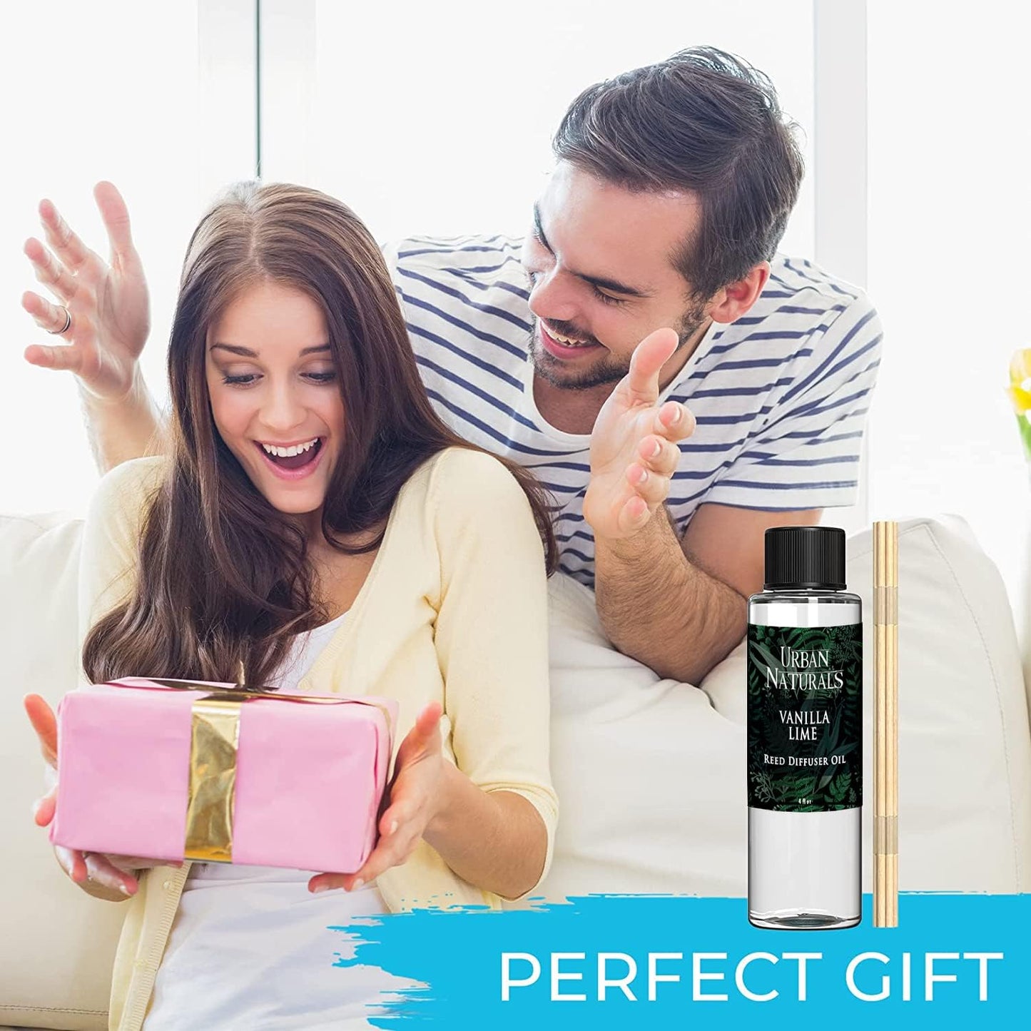 Urban Naturals Eucalyptus &amp; Sage Oil Reed Diffuser Refill | Eucalyptus, Sage, Mint, Lime and Cedarwood| Includes a Free Set of Reed Sticks! 4 oz