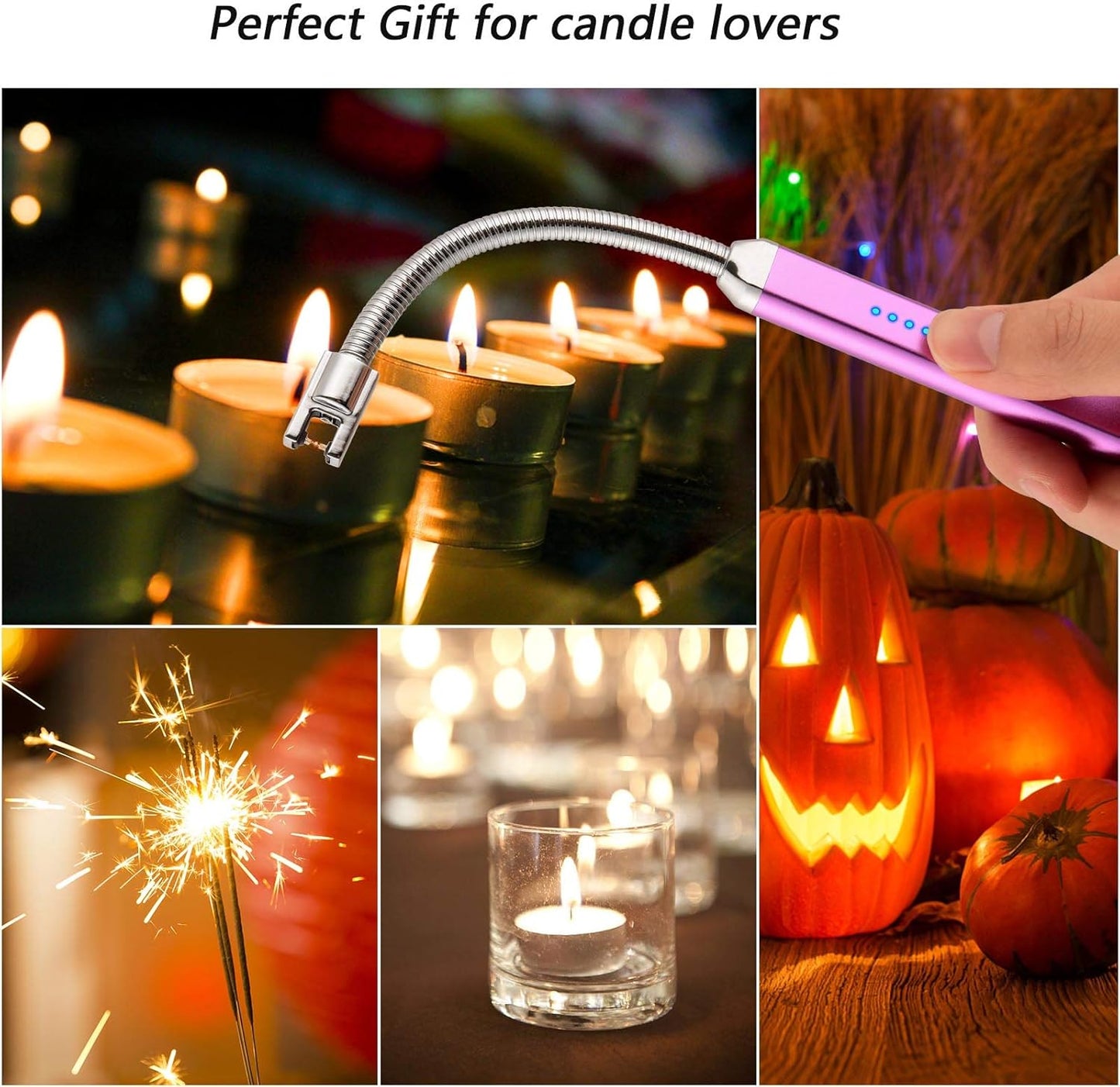 MEIRUBY Electric Candle Lighter - Stocking Stuffers for Adults Women Men Wife Nana, USB Arc Rechargeable Windproof Long Lighter for Candle, Birthday for Women Men Mom Wife Sister Nana