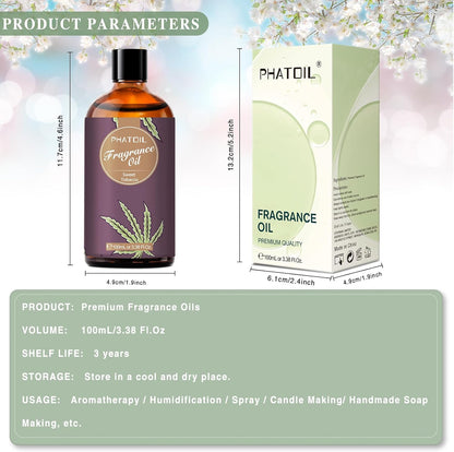 PHATOIL 3.38 FL.OZ Coconut & Vanilla Fragrance Oils for Aromatherapy, Essential Oils for Diffusers for Home, Perfect for Diffuser, Yoga, DIY Candle and Soap Making - 100ml