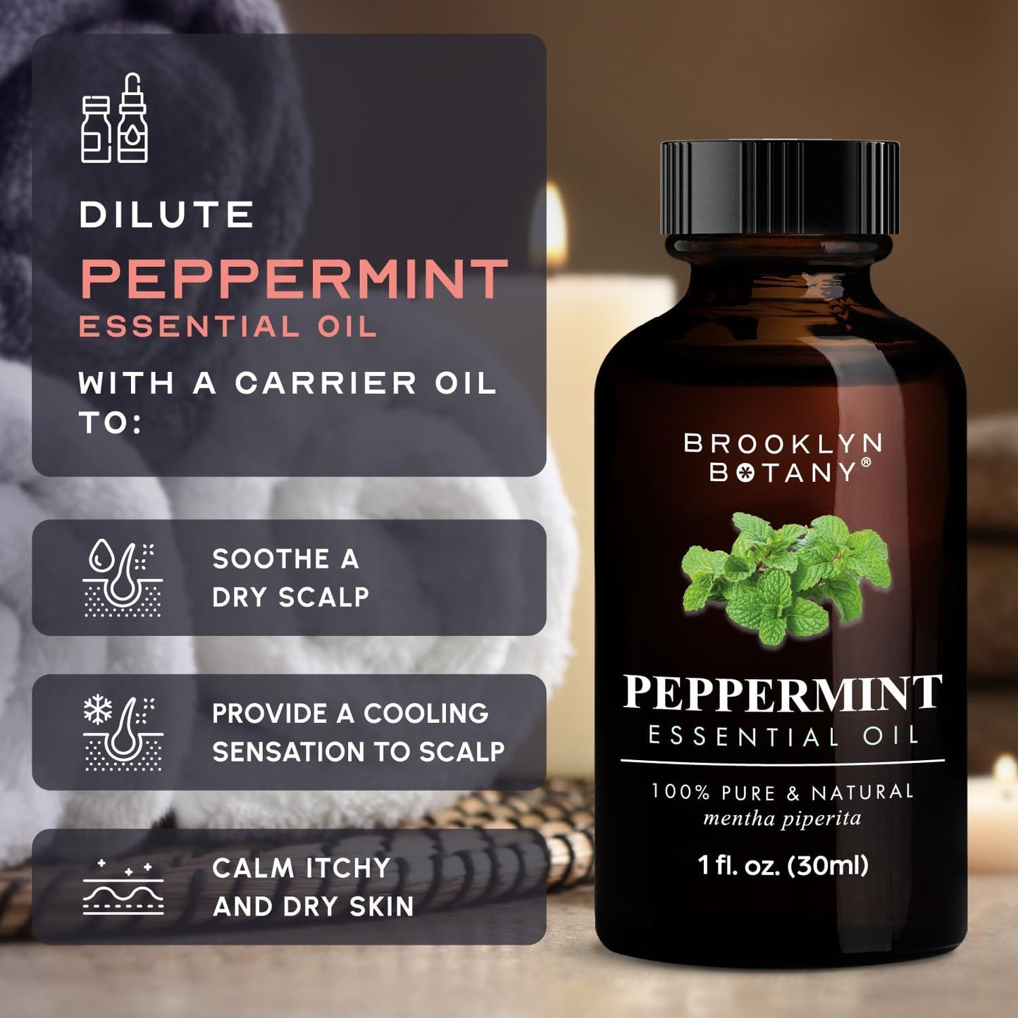 Brooklyn Botany Peppermint Essential Oil - 100% Pure and Natural - Premium Grade with Dropper - for Aromatherapy and Diffuser