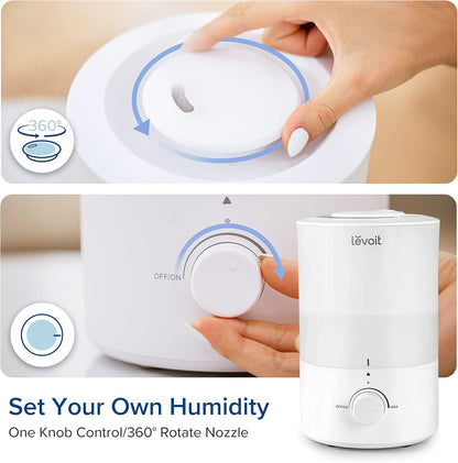 LEVOIT Humidifiers for Bedroom, Quiet (3L Water Tank) Cool Mist Top Fill Essential Oil Diffuser with 25Watt for Home Large Room, 360° Nozzle, Rapid Ultrasonic Humidification for Baby Nursery and Plant