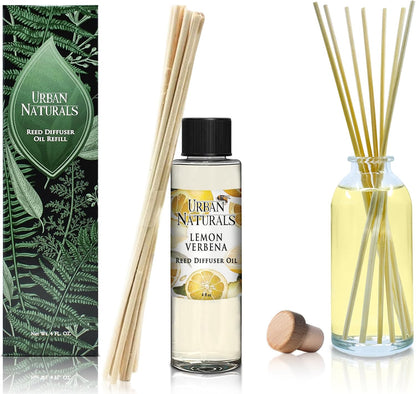 Urban Naturals Eucalyptus &amp; Sage Oil Reed Diffuser Refill | Eucalyptus, Sage, Mint, Lime and Cedarwood| Includes a Free Set of Reed Sticks! 4 oz