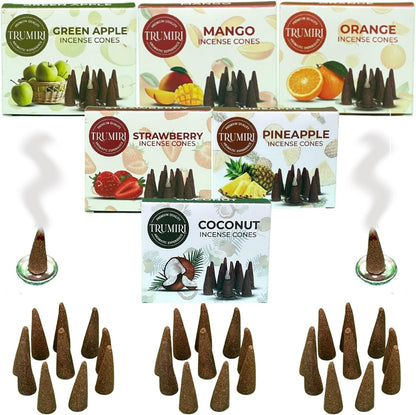 Trumiri Woody Incense Cones - Variety Pack - Total 60 Cone Incense (6 Scents x 10 Conos) - White Sage, Palo Santo, Dragons Blood, Sandalwood - Inscents-Cones Scented - Insense Cones - Incent Cone
