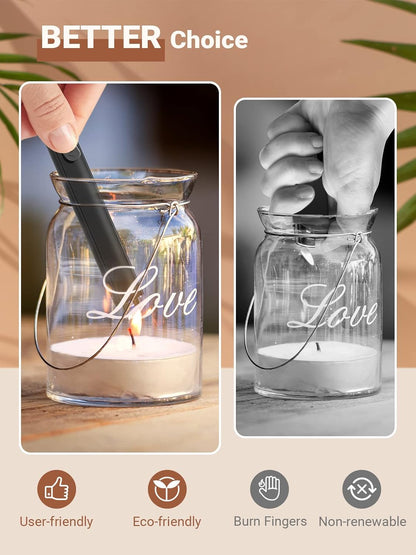 Candle Lighter Stocking Stuffers for Women Men, Electric Candle Lighter USB Rechargeable Graduation Gifts for Him Wife Grandma Girlfriend Safety Lock Long Lighters for Grill Home Kitchen BBQ Camping
