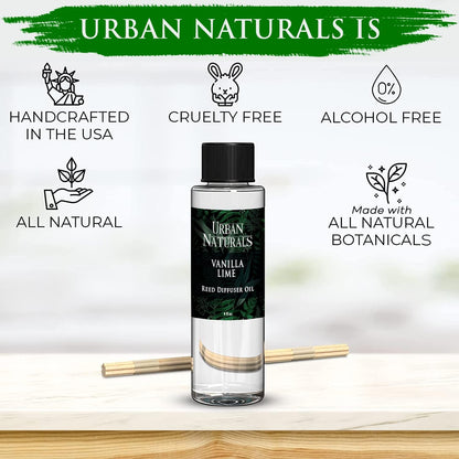 Urban Naturals Eucalyptus &amp; Sage Oil Reed Diffuser Refill | Eucalyptus, Sage, Mint, Lime and Cedarwood| Includes a Free Set of Reed Sticks! 4 oz