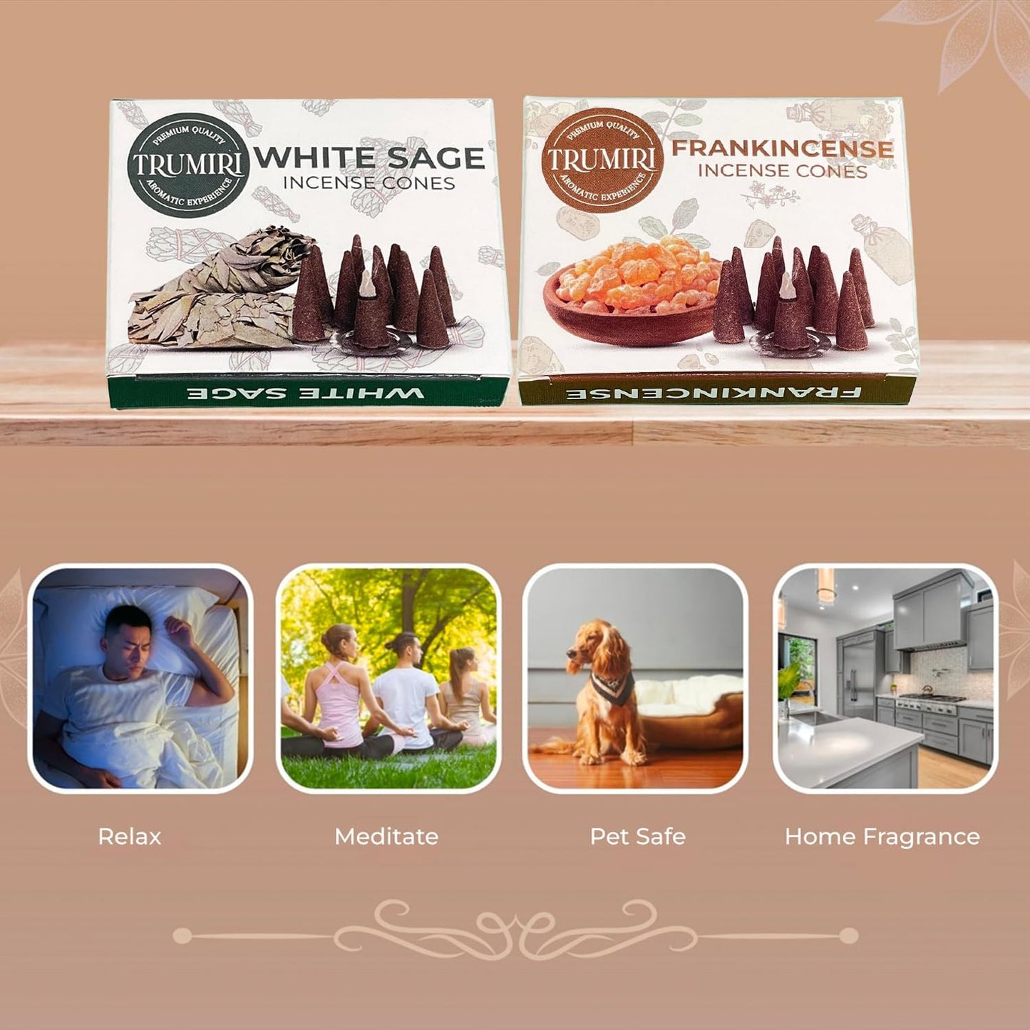 Incense Cones Combo Pack - 10 Cedar   10 Pine Scented Cones